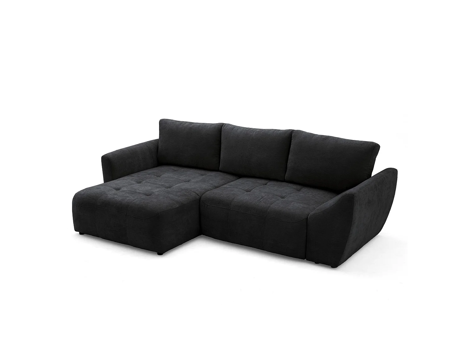 Canapé d'angle gauche 3 places en tissu chenille gris anthracite NICE