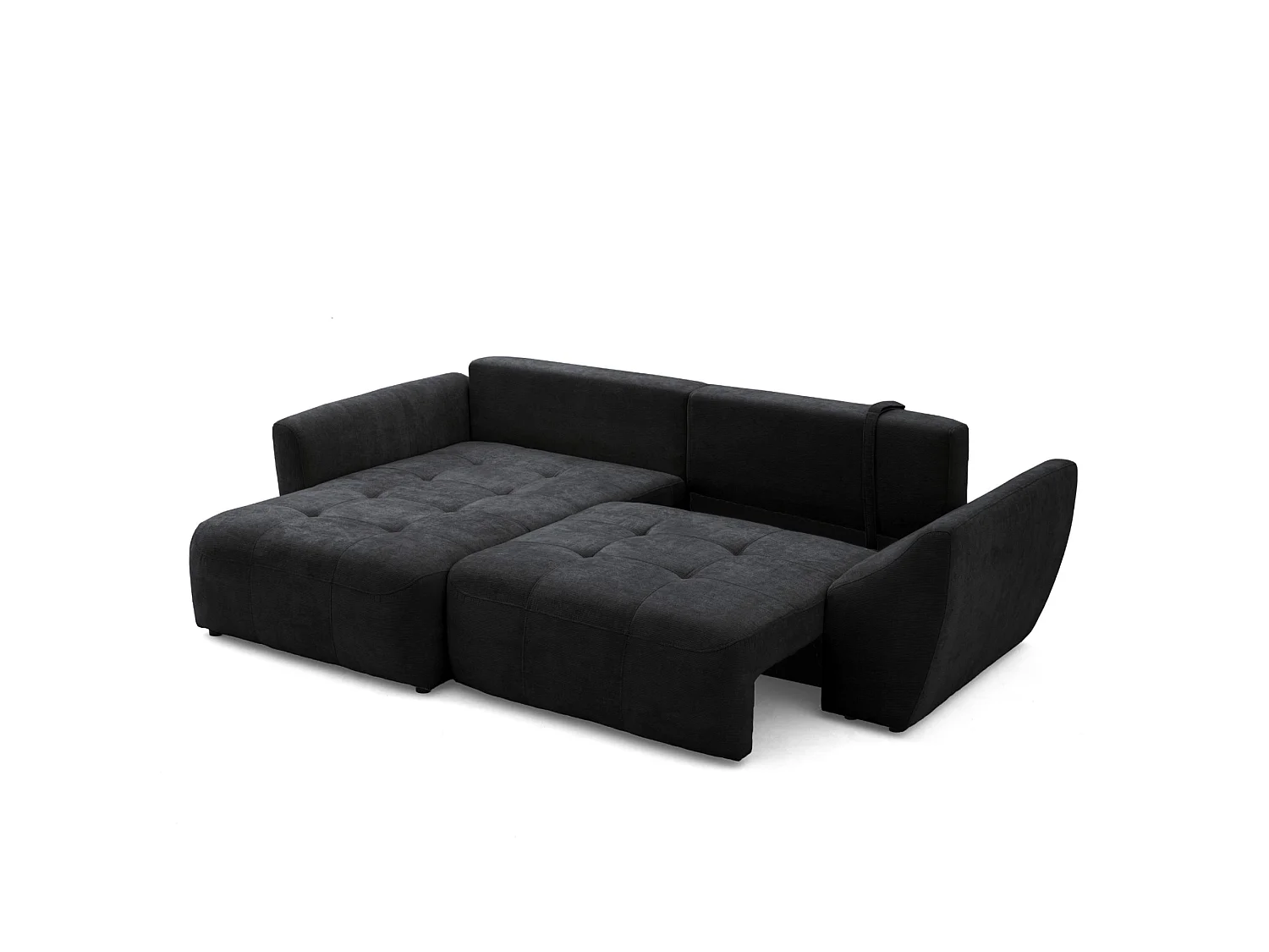 Canapé d'angle gauche 3 places en tissu chenille gris anthracite NICE