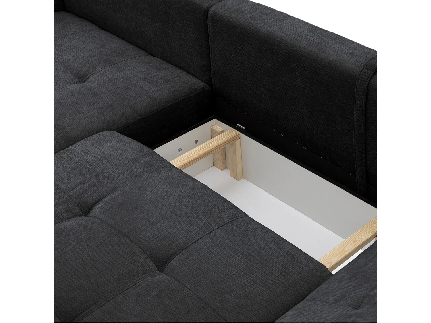 Canapé d'angle gauche 3 places en tissu chenille gris anthracite NICE