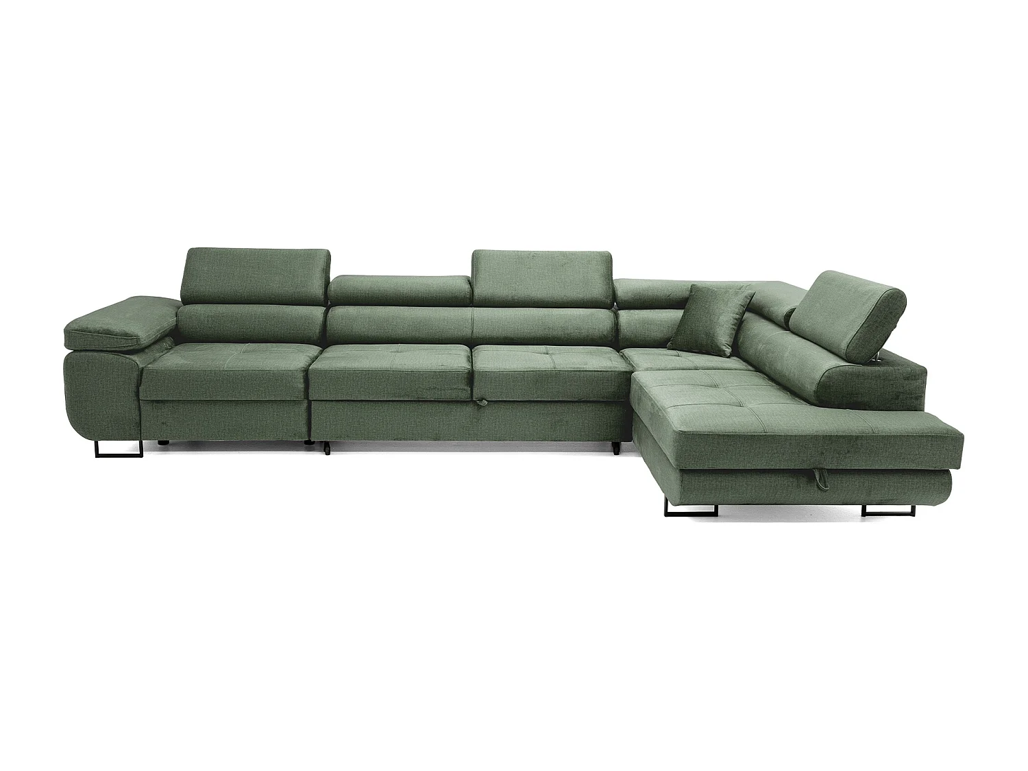 Hoekbank WILD MAXI L rechts met slaapfunctie 125x195 velours groen
