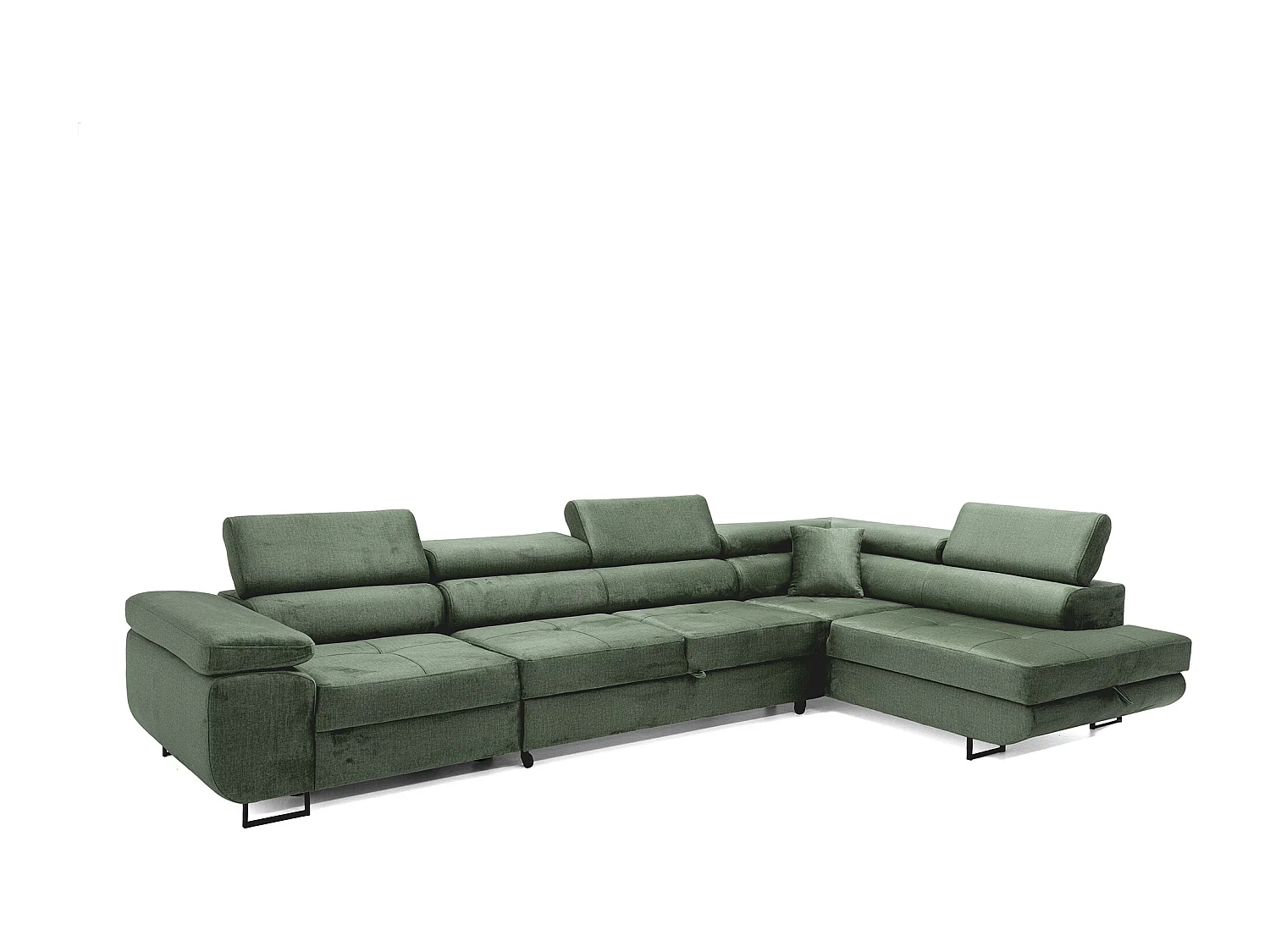 Hoekbank WILD MAXI L rechts met slaapfunctie 125x195 velours groen