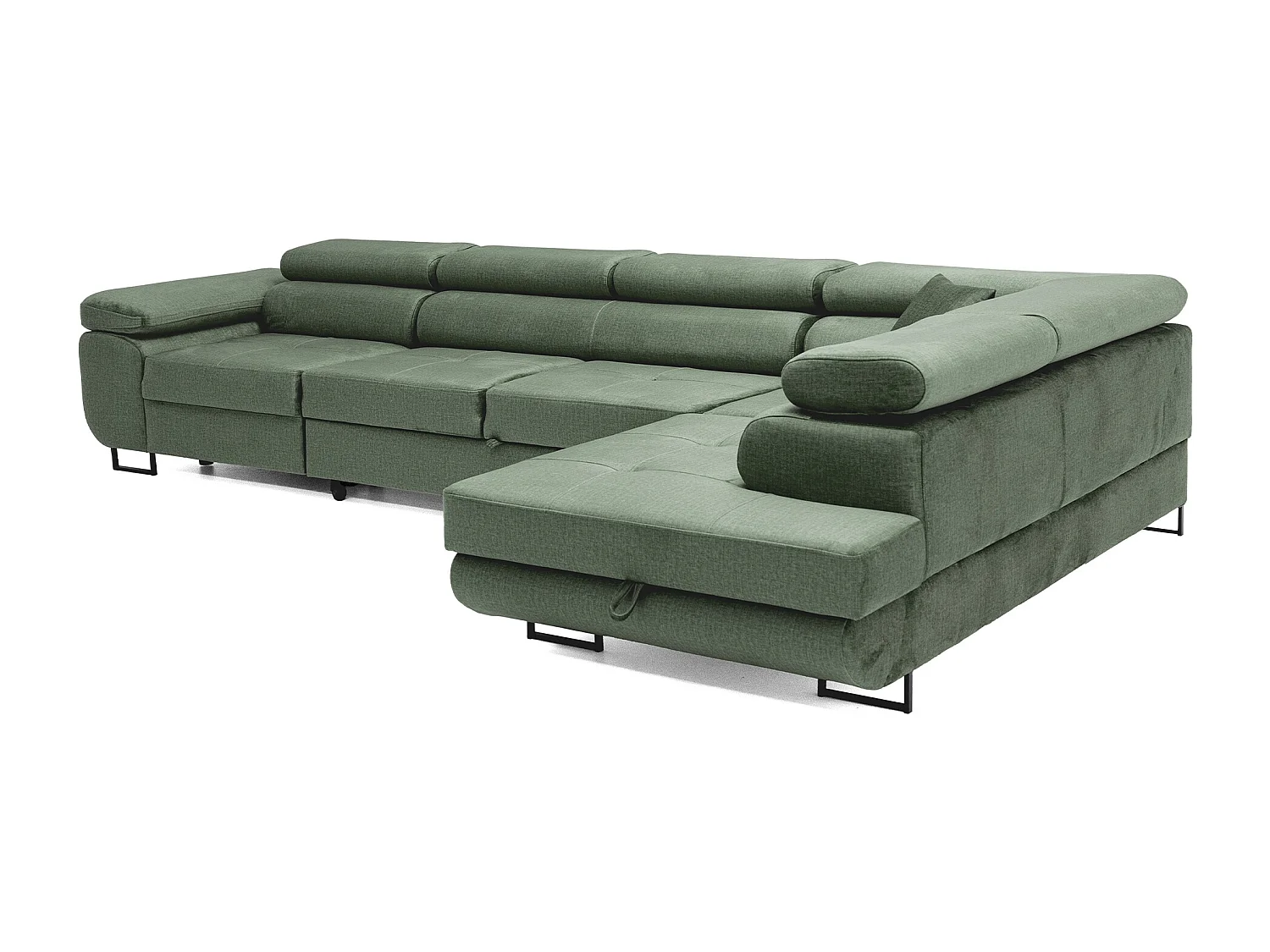 Hoekbank WILD MAXI L rechts met slaapfunctie 125x195 velours groen
