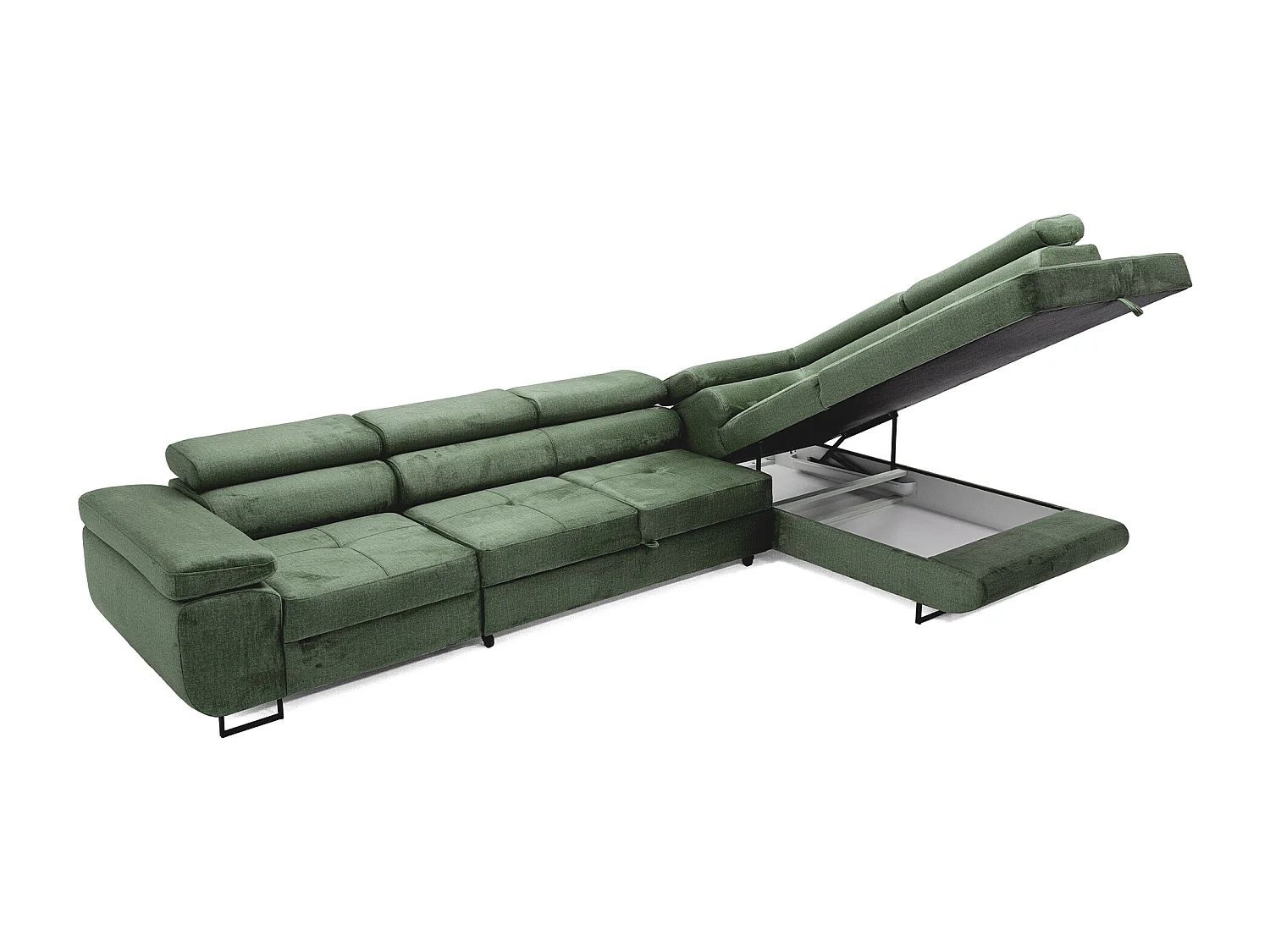 Hoekbank WILD MAXI L rechts met slaapfunctie 125x195 velours groen