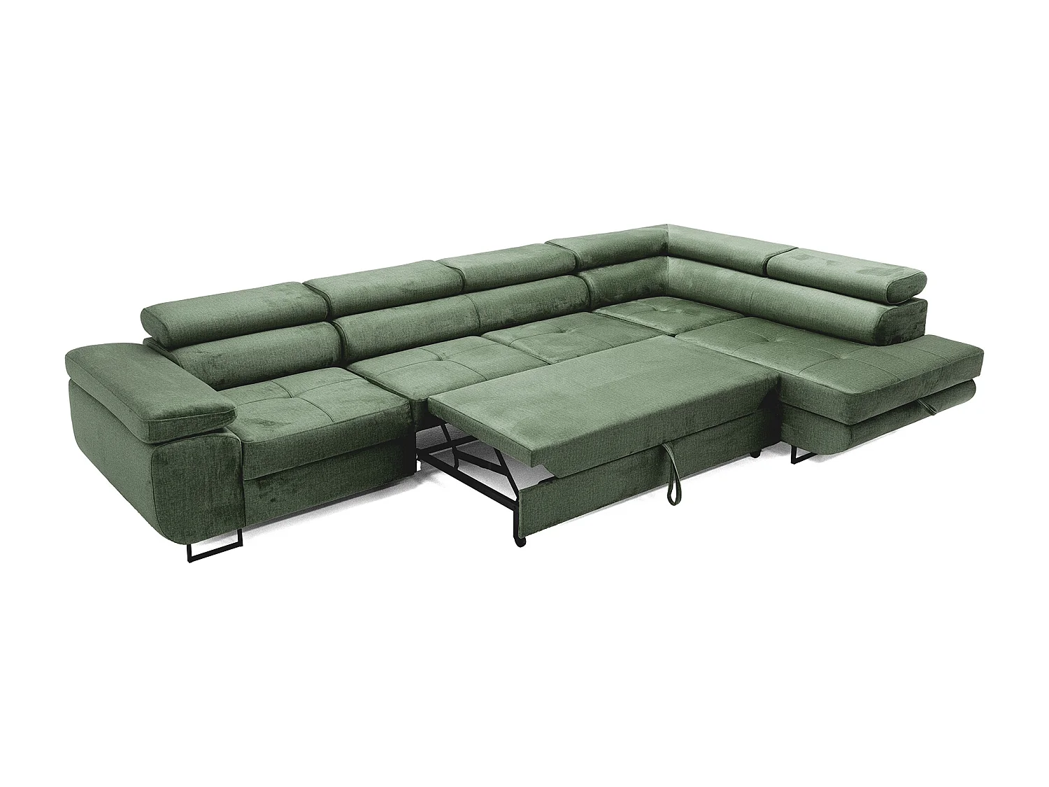 Hoekbank WILD MAXI L rechts met slaapfunctie 125x195 velours groen