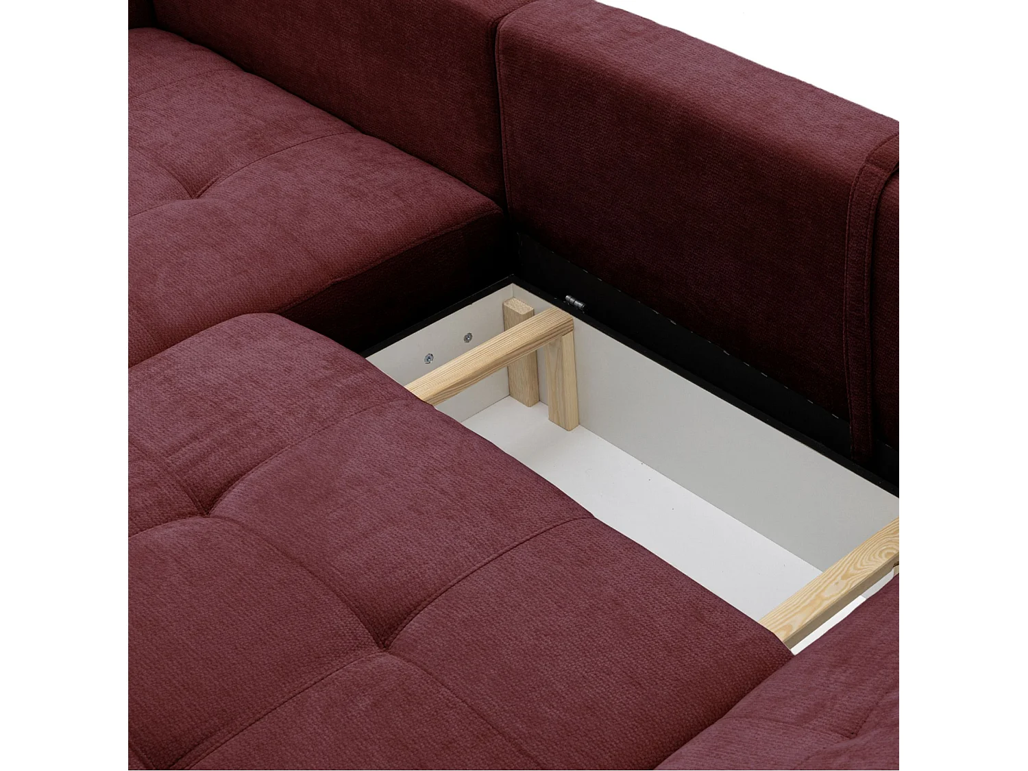 Canapé d'angle gauche 3 places en tissu chenille bordeaux NICE