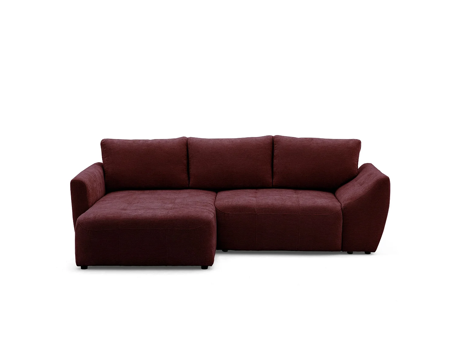 Canapé d'angle gauche 3 places en tissu chenille bordeaux NICE