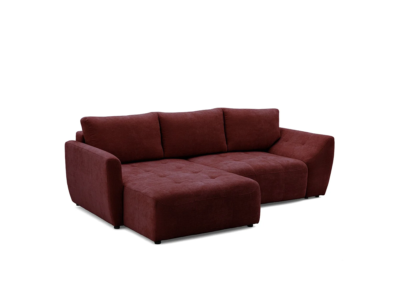 Canapé d'angle gauche 3 places en tissu chenille bordeaux NICE
