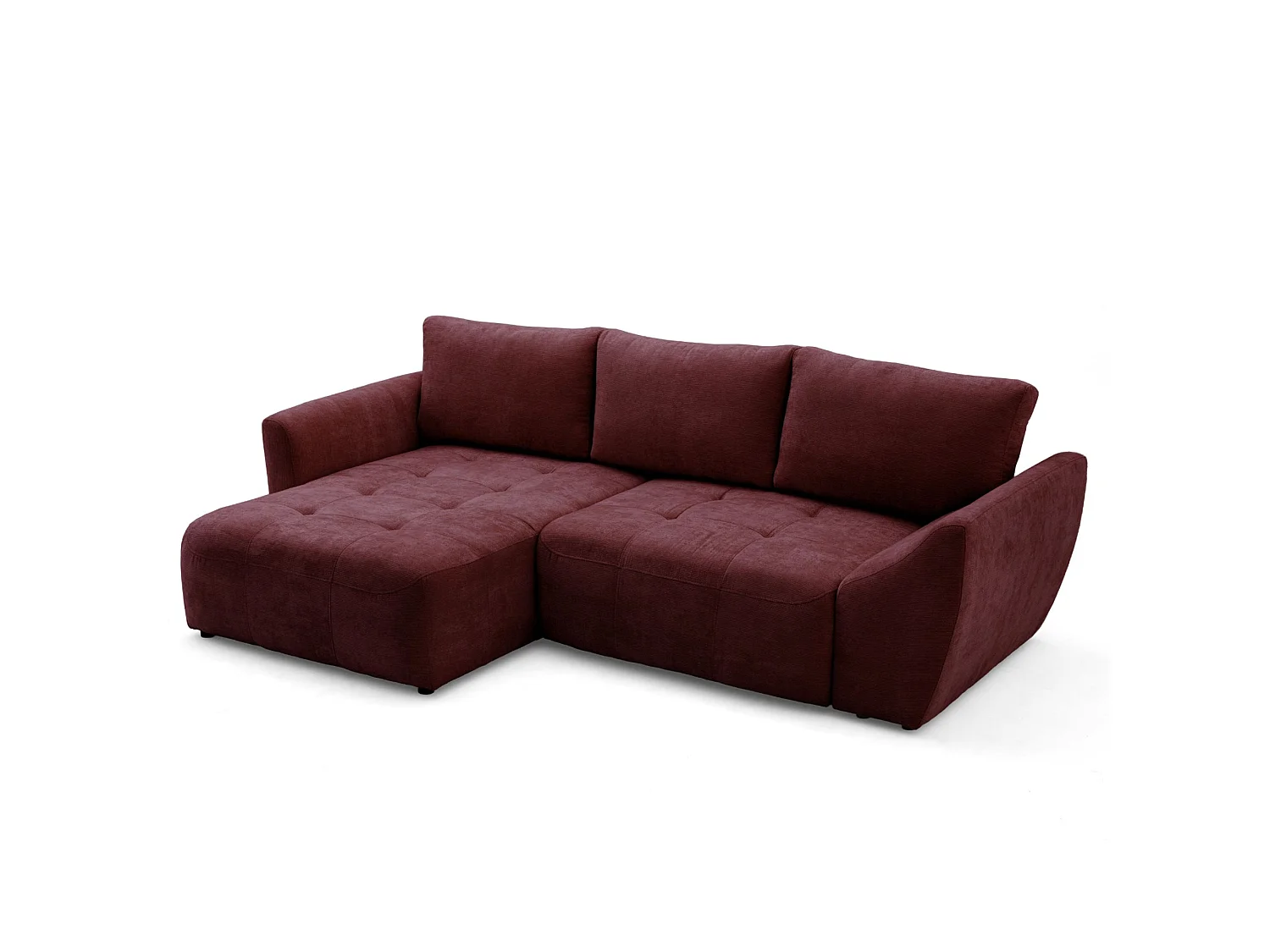 Canapé d'angle gauche 3 places en tissu chenille bordeaux NICE