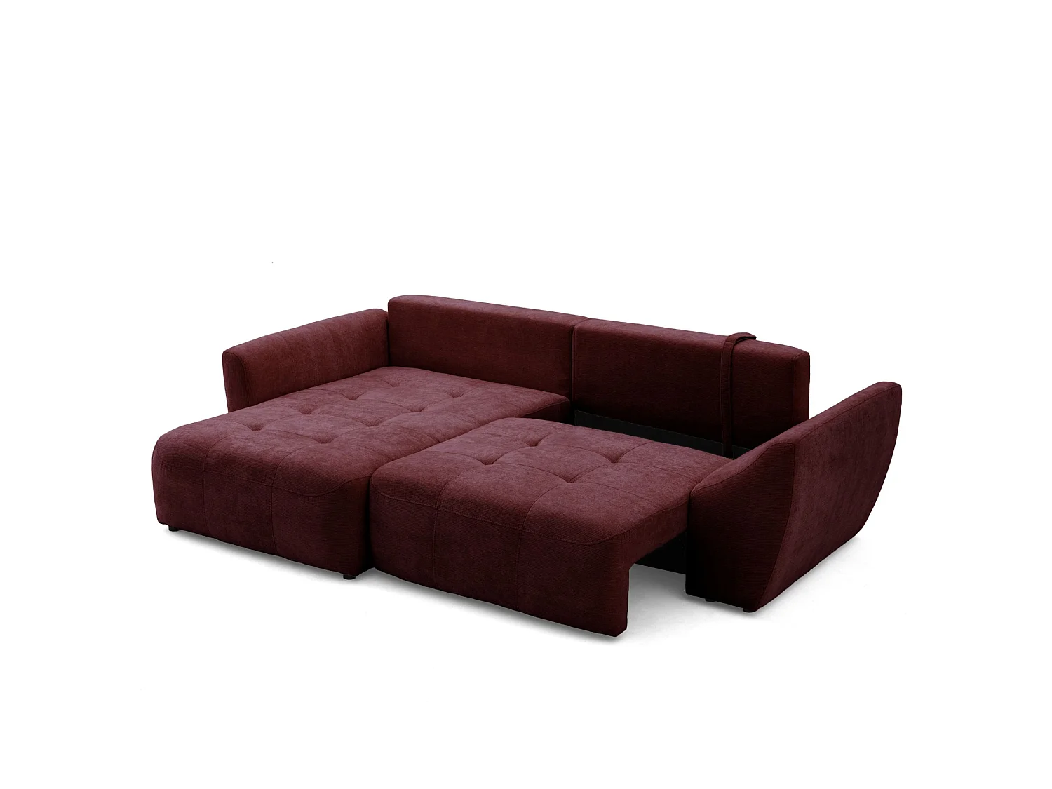Canapé d'angle gauche 3 places en tissu chenille bordeaux NICE