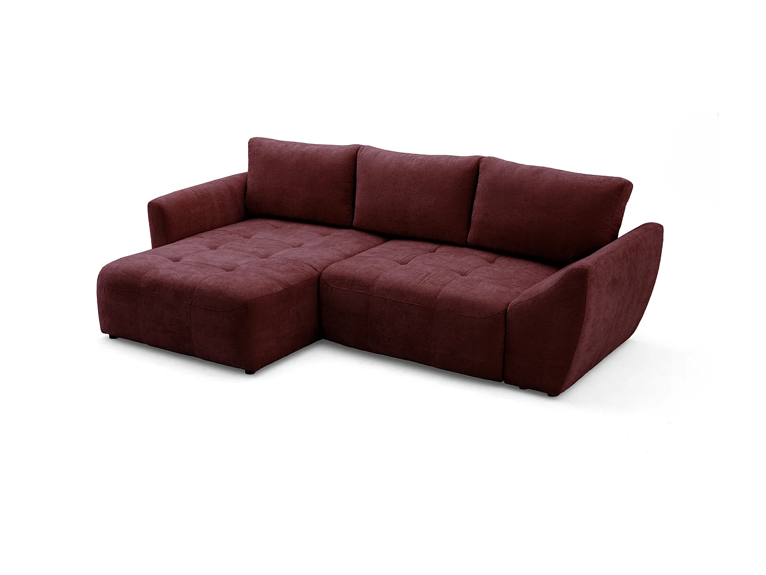 Canapé d'angle NICE L Gauche avec fonction couchage 137x204 Chenille Bordeaux