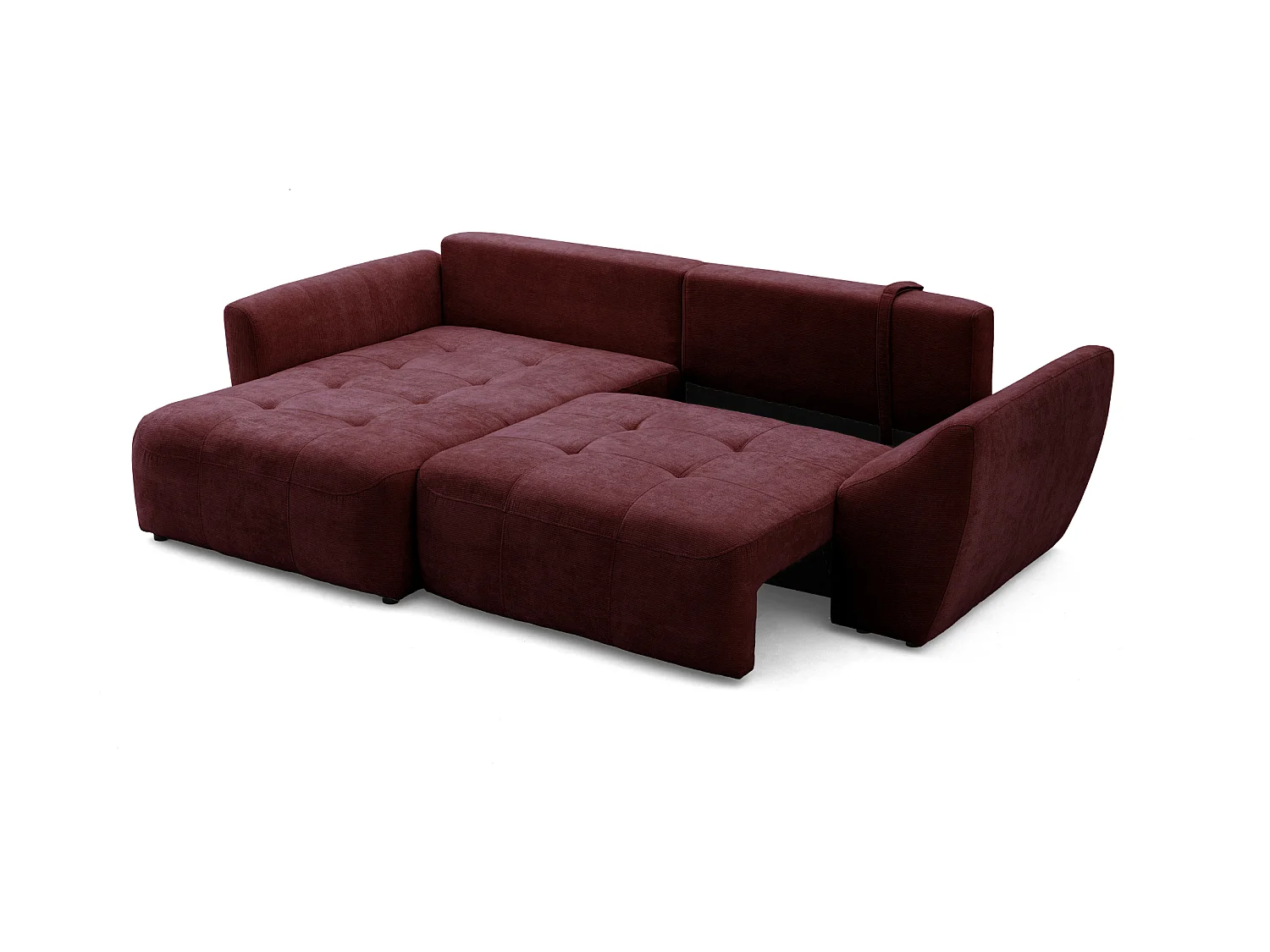 Canapé d'angle NICE L Gauche avec fonction couchage 137x204 Chenille Bordeaux