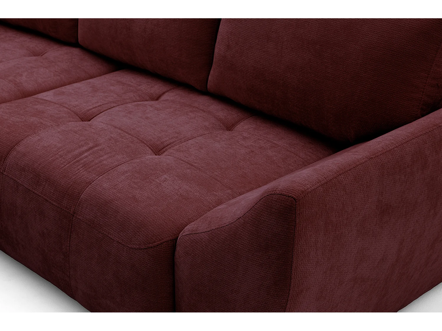 Canapé d'angle NICE L Gauche avec fonction couchage 137x204 Chenille Bordeaux