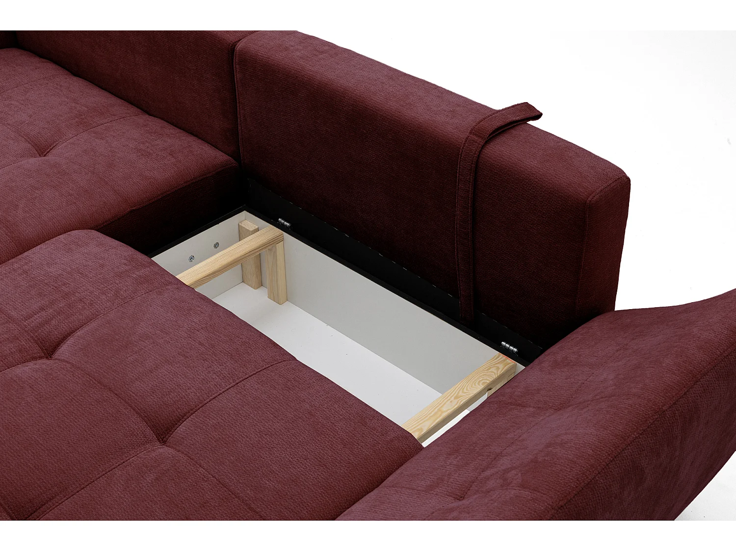 Canapé d'angle NICE L Gauche avec fonction couchage 137x204 Chenille Bordeaux