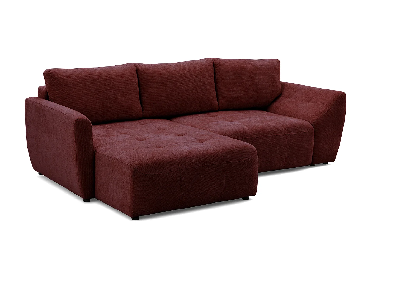 Canapé d'angle NICE L Gauche avec fonction couchage 137x204 Chenille Bordeaux
