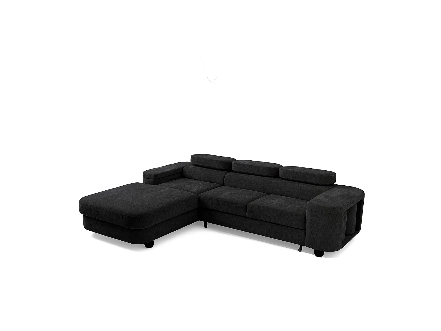 Hoekbank LOVE L links met slaapfunctie 124x210 chenille zwart