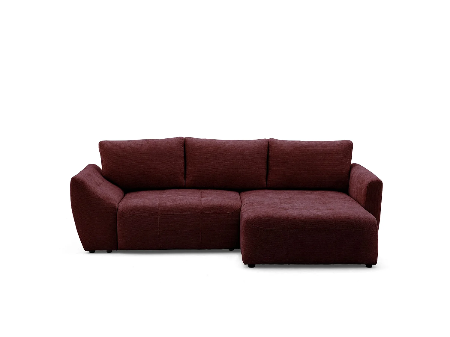 Canapé d'angle droit 3 places en tissu chenille bordeaux NICE