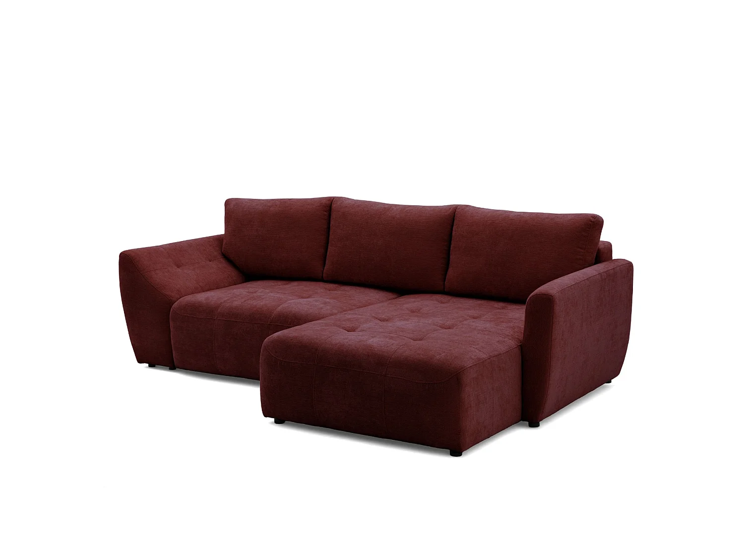 Canapé d'angle droit 3 places en tissu chenille bordeaux NICE