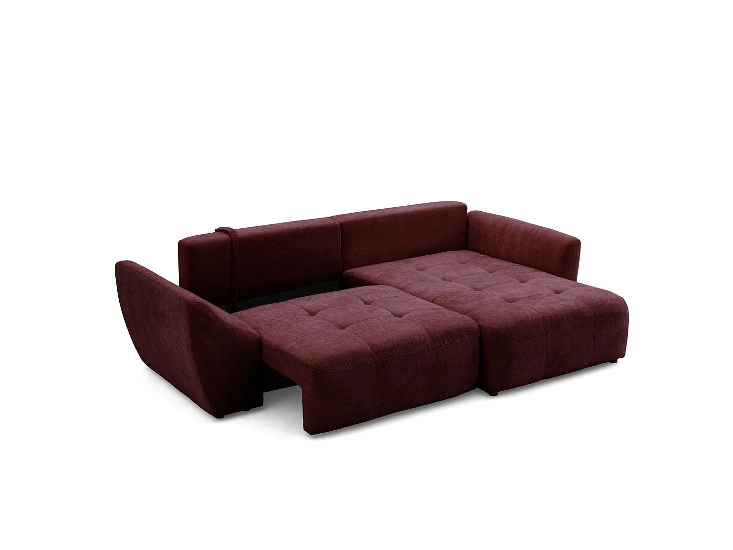 Canapé d'angle droit 3 places en tissu chenille bordeaux NICE