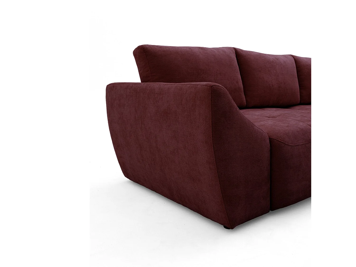 Canapé d'angle droit 3 places en tissu chenille bordeaux NICE