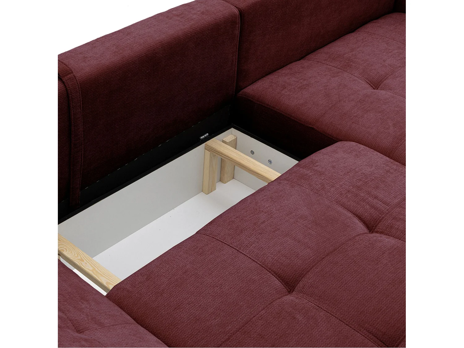 Canapé d'angle droit 3 places en tissu chenille bordeaux NICE