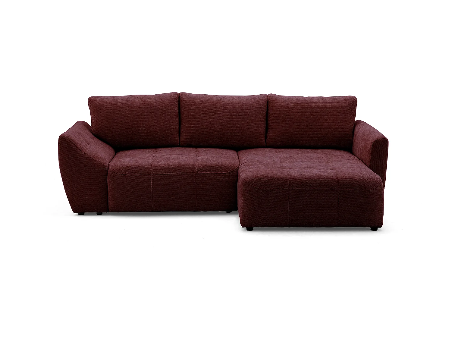 Canapé d'angle NICE L Droit avec fonction couchage 137x204 Chenille Bordeaux
