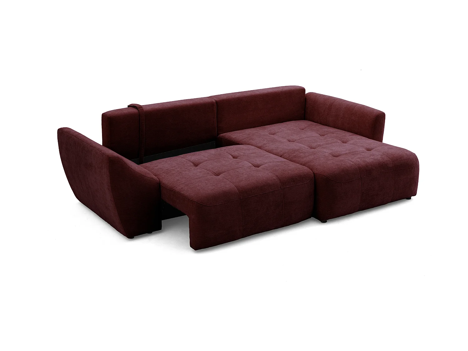 Canapé d'angle NICE L Droit avec fonction couchage 137x204 Chenille Bordeaux