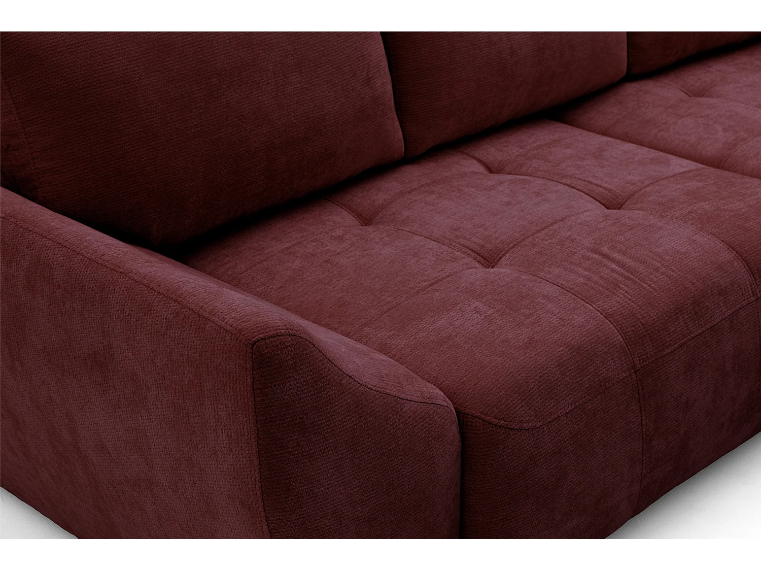 Canapé d'angle NICE L Droit avec fonction couchage 137x204 Chenille Bordeaux
