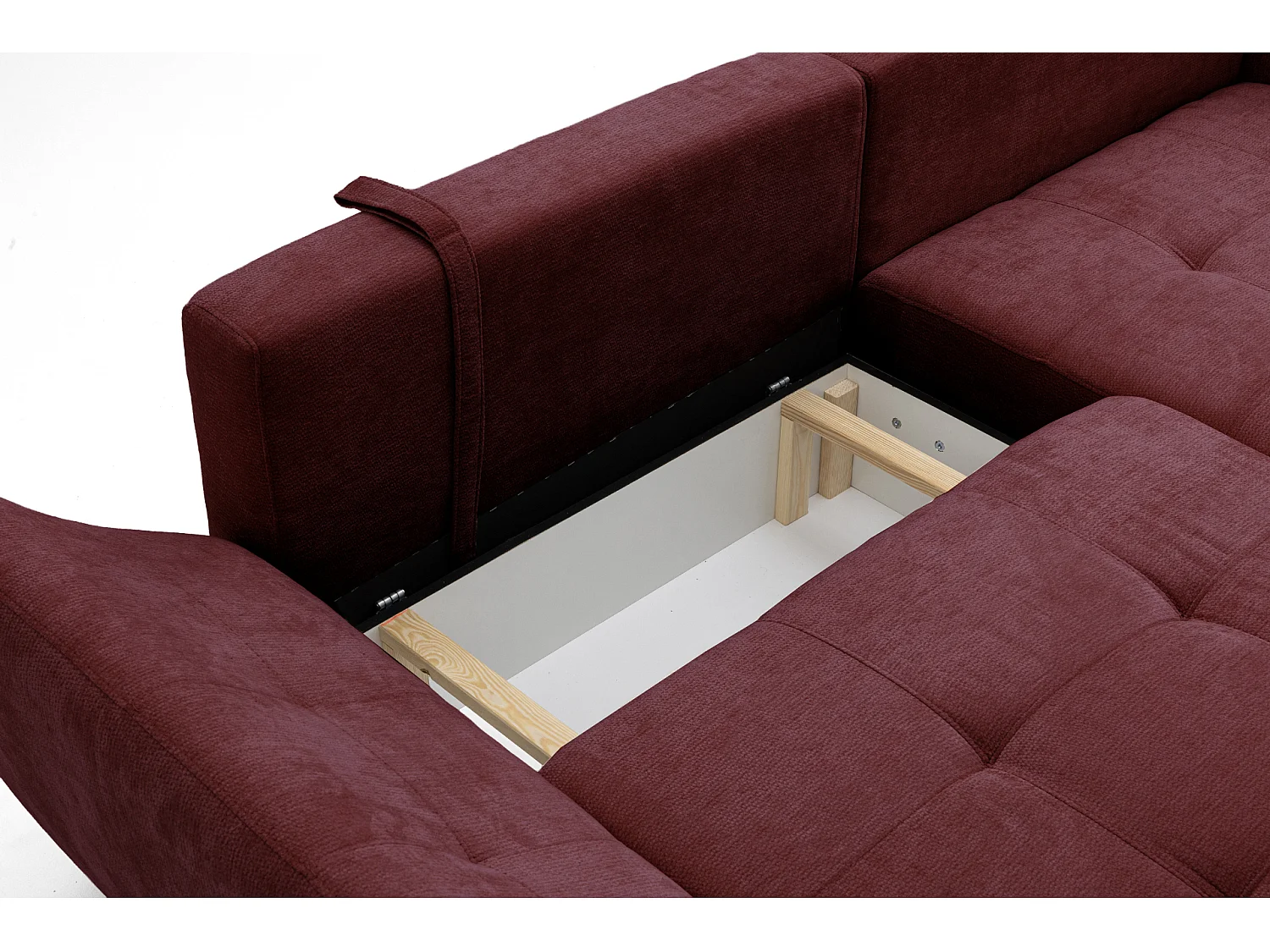 Canapé d'angle NICE L Droit avec fonction couchage 137x204 Chenille Bordeaux