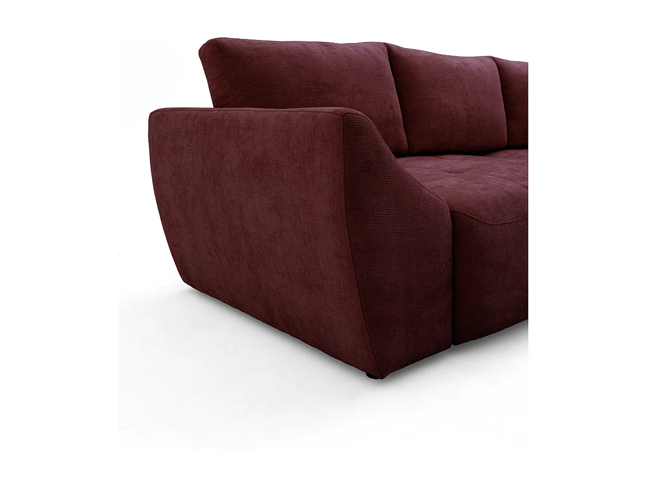 Canapé d'angle NICE L Droit avec fonction couchage 137x204 Chenille Bordeaux