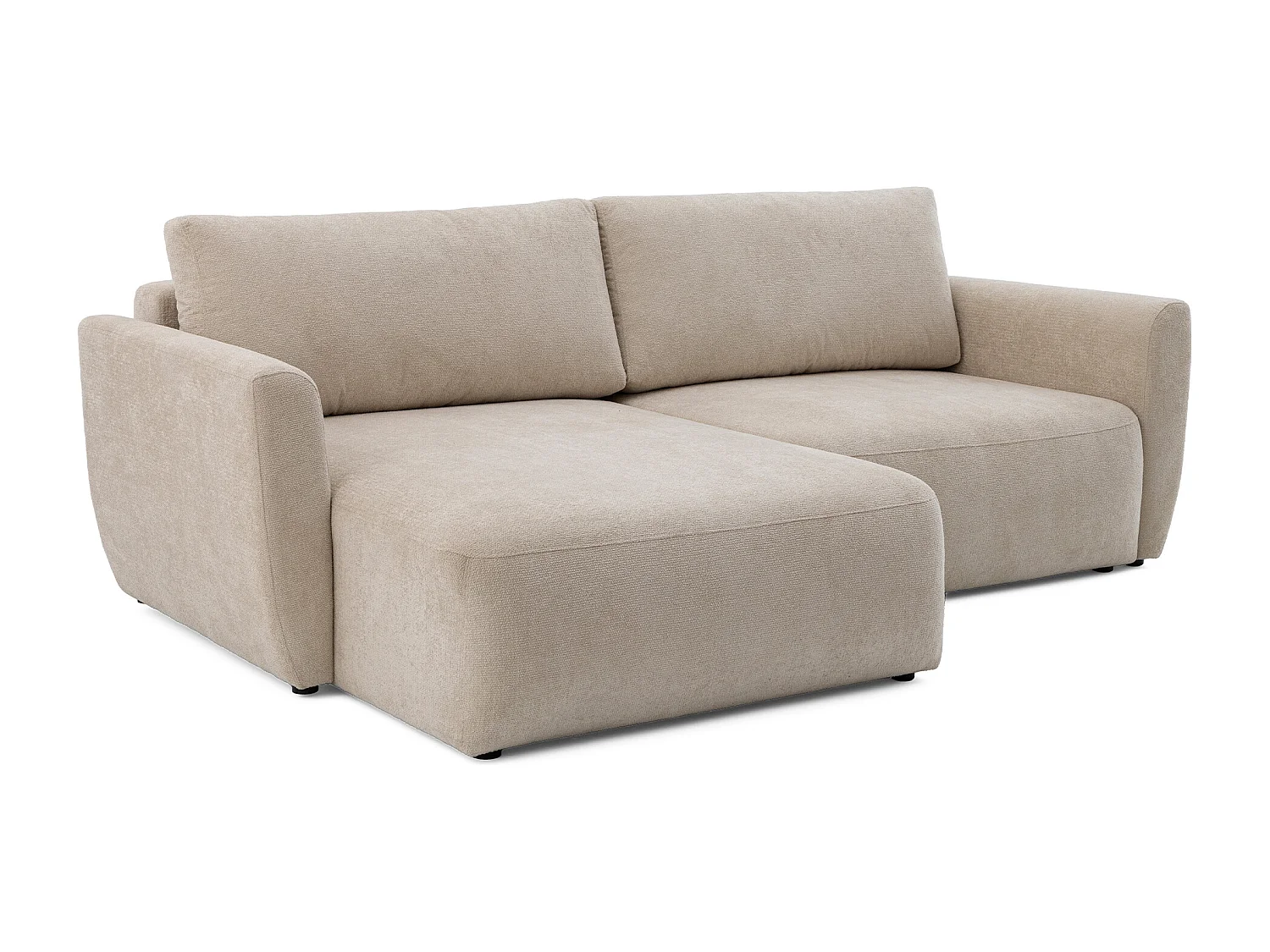 Canapé d'angle BELLA L Gauche avec fonction couchage 140x205 Velours Beige