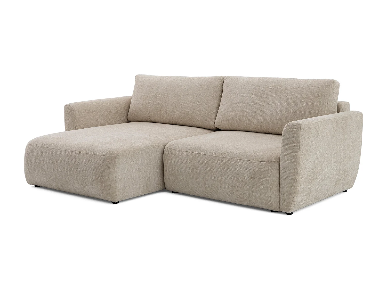 Canapé d'angle BELLA L Gauche avec fonction couchage 140x205 Velours Beige