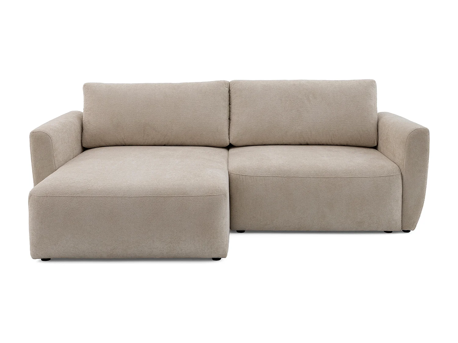 Canapé d'angle BELLA L Gauche avec fonction couchage 140x205 Velours Beige