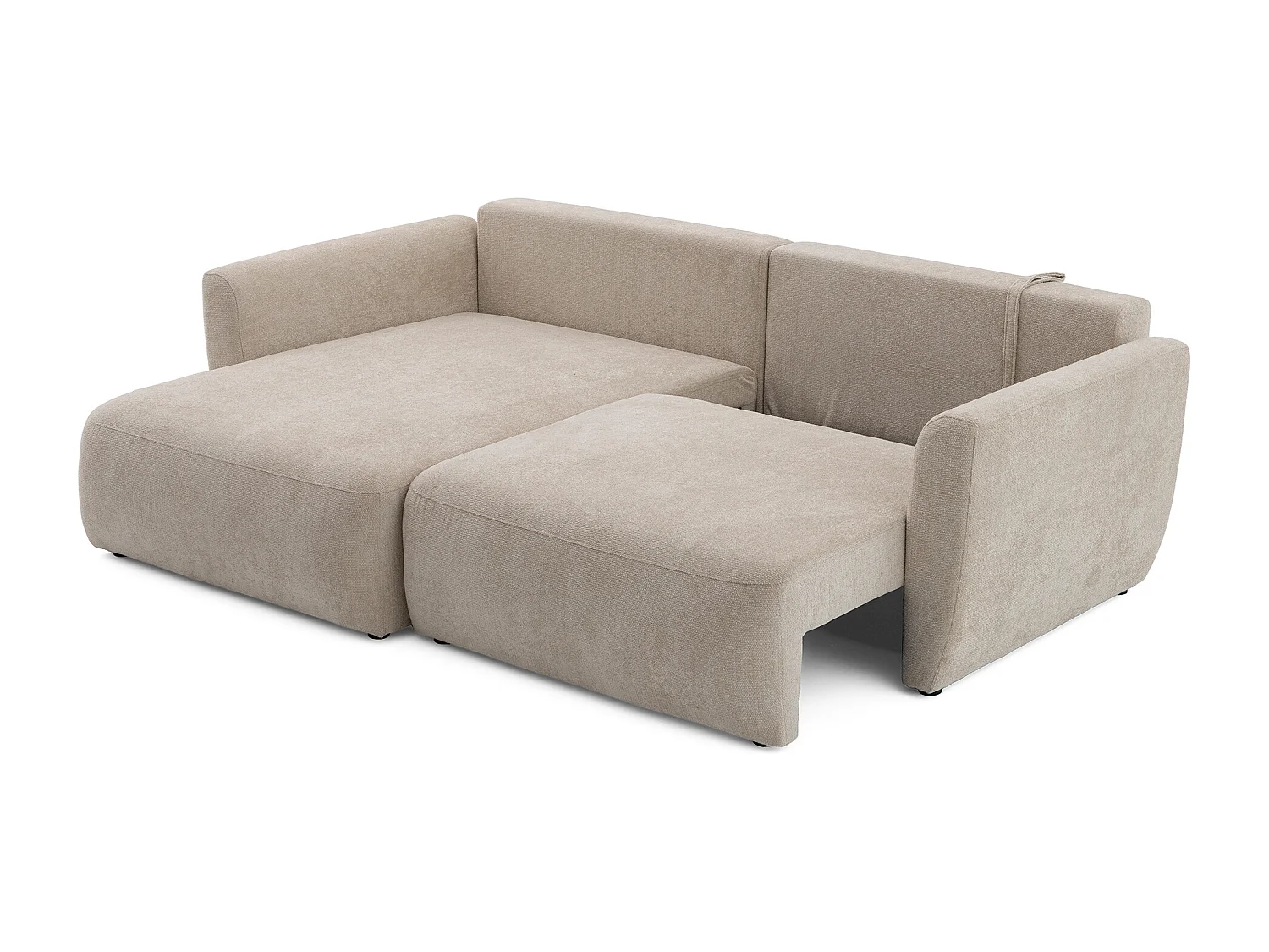 Canapé d'angle BELLA L Gauche avec fonction couchage 140x205 Velours Beige