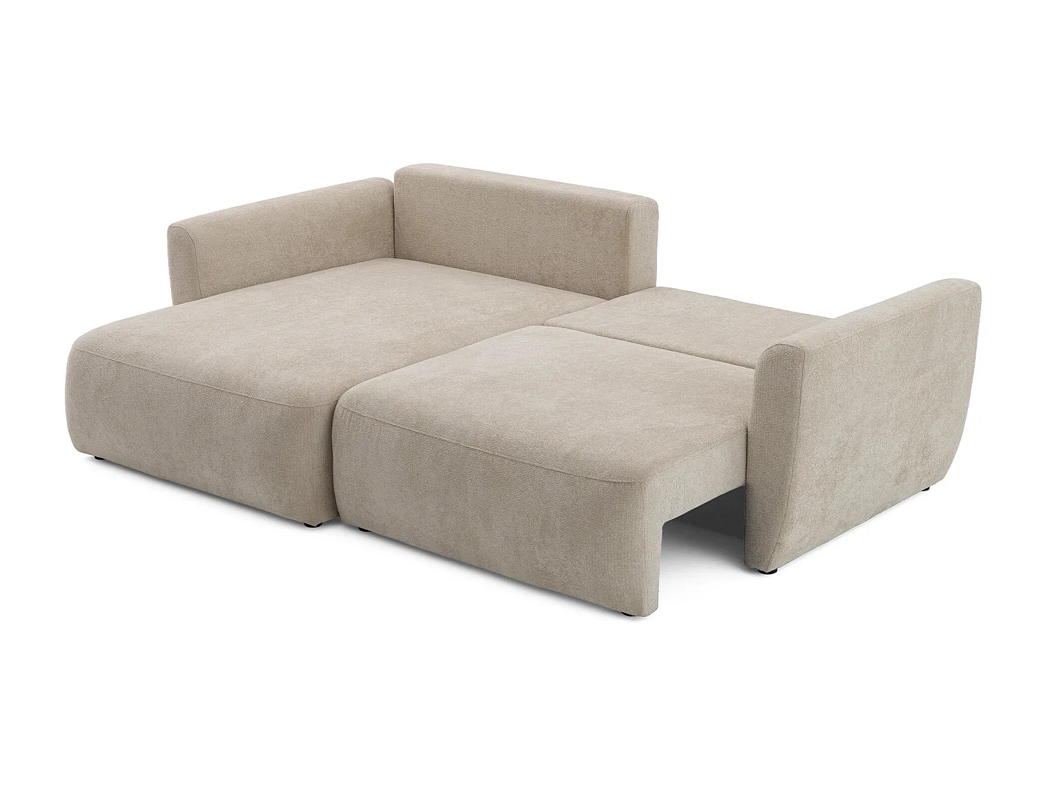 Canapé d'angle BELLA L Gauche avec fonction couchage 140x205 Velours Beige