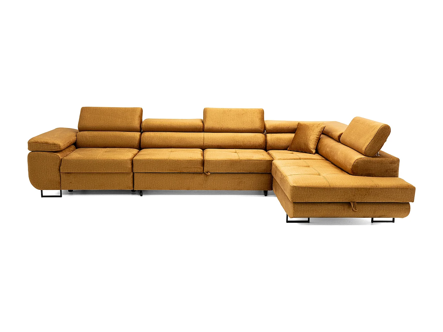 Hoekbank WILD MAXI L rechts met slaapfunctie 125x195 velours goud
