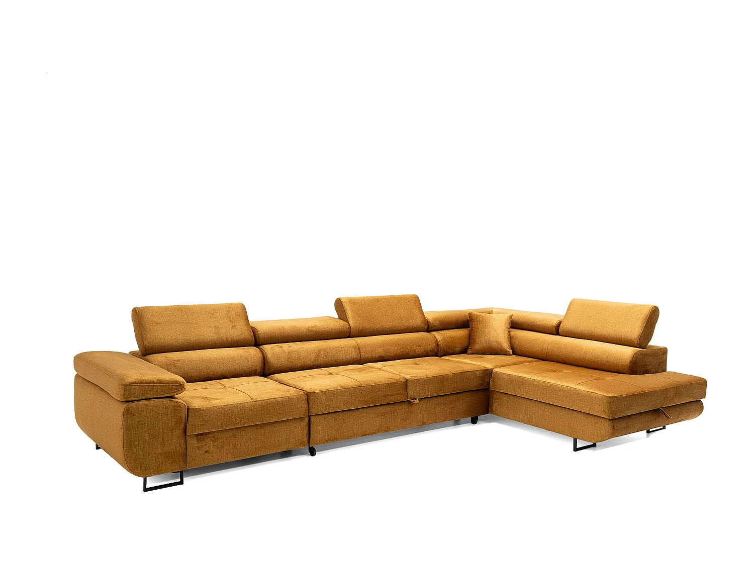 Hoekbank WILD MAXI L rechts met slaapfunctie 125x195 velours goud