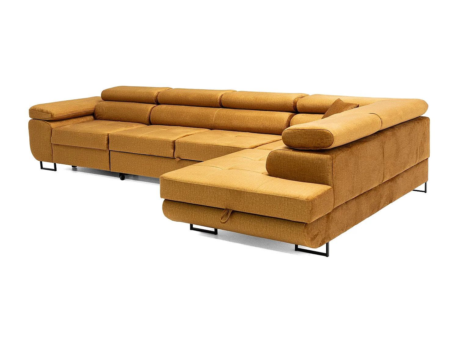 Hoekbank WILD MAXI L rechts met slaapfunctie 125x195 velours goud