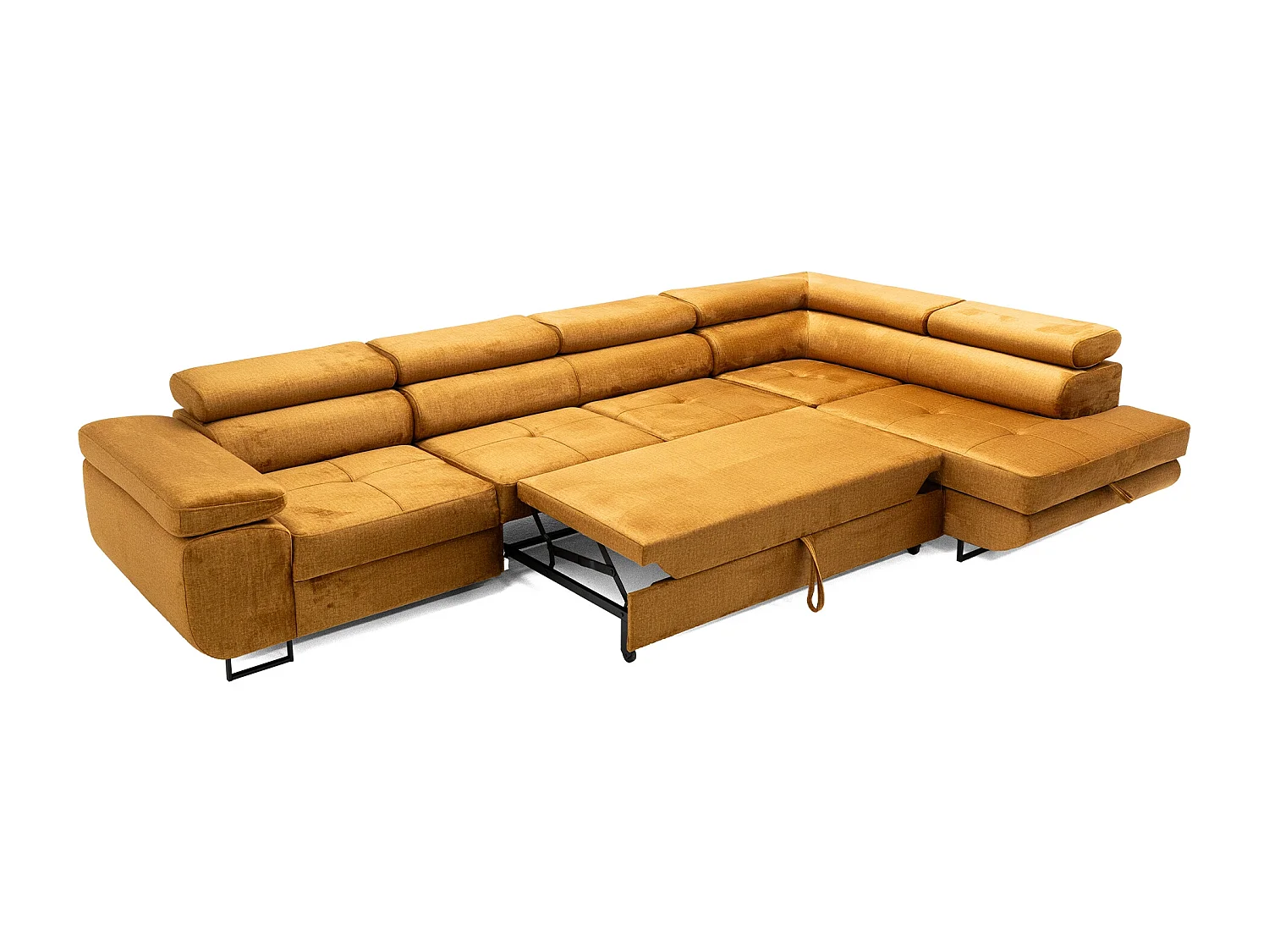 Hoekbank WILD MAXI L rechts met slaapfunctie 125x195 velours goud