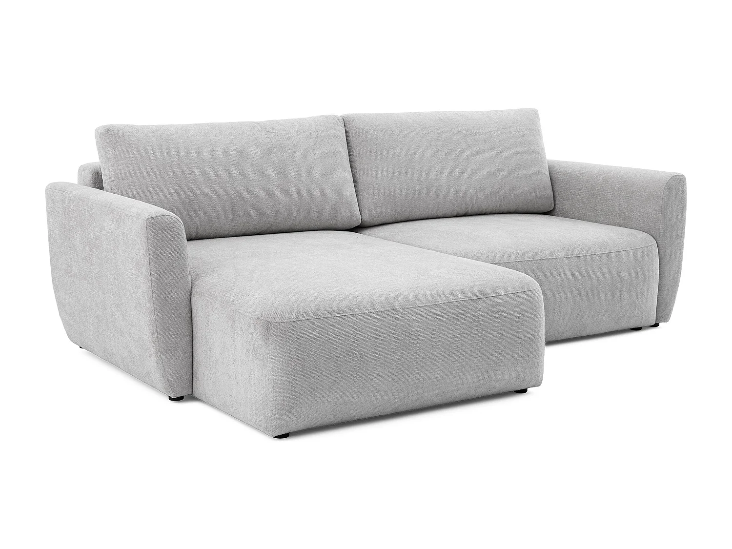Canapé d'angle BELLA L Gauche avec fonction couchage 140x205 Velours Gris clair