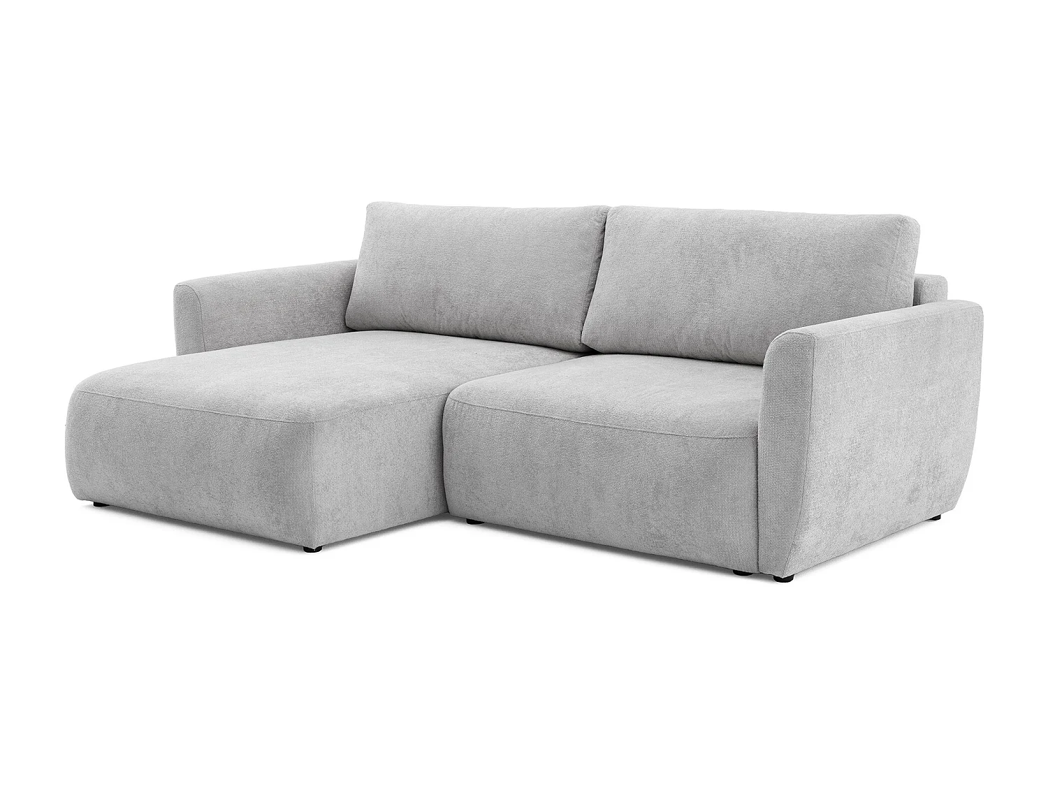 Canapé d'angle BELLA L Gauche avec fonction couchage 140x205 Velours Gris clair