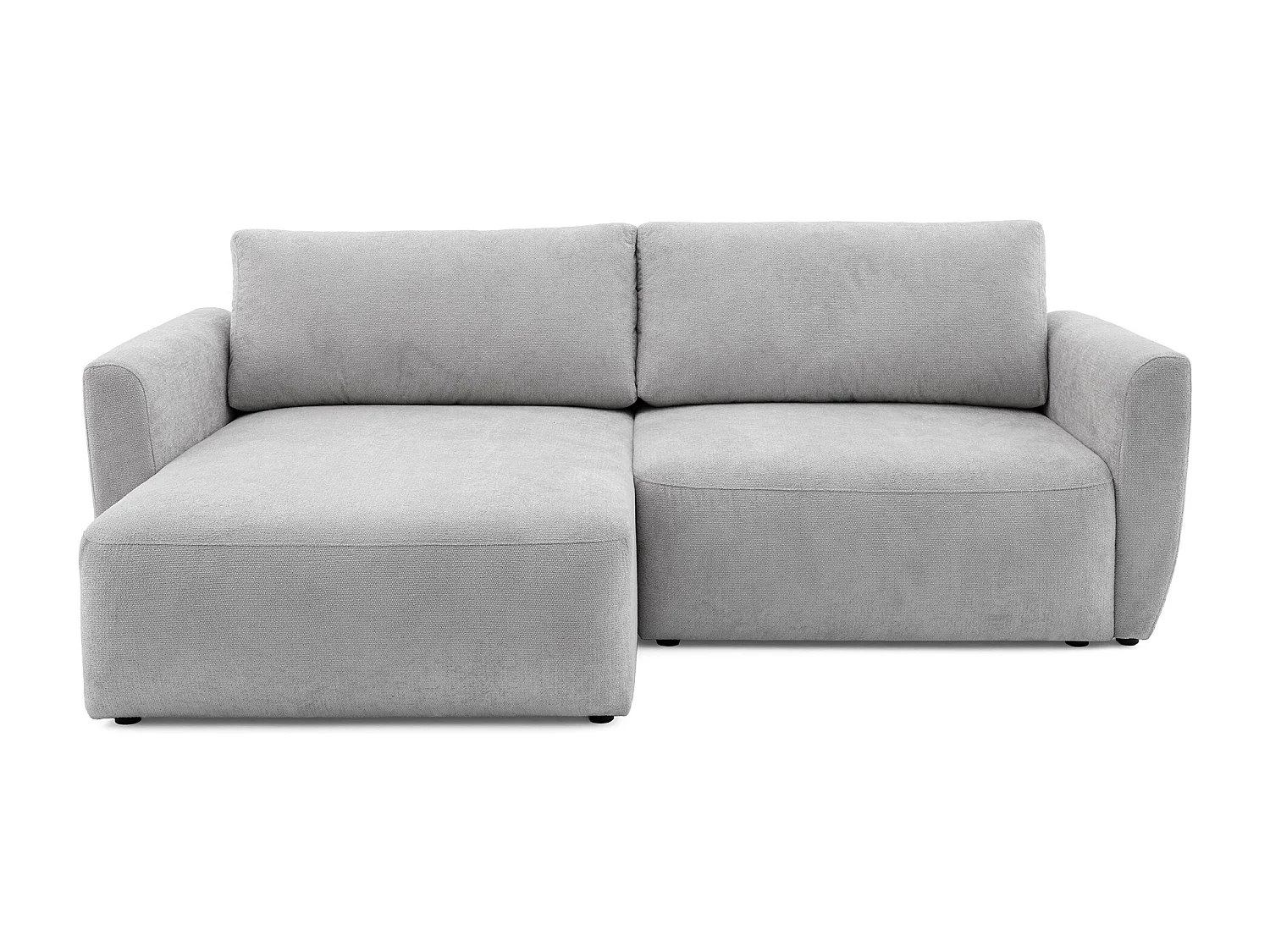 Canapé d'angle BELLA L Gauche avec fonction couchage 140x205 Velours Gris clair