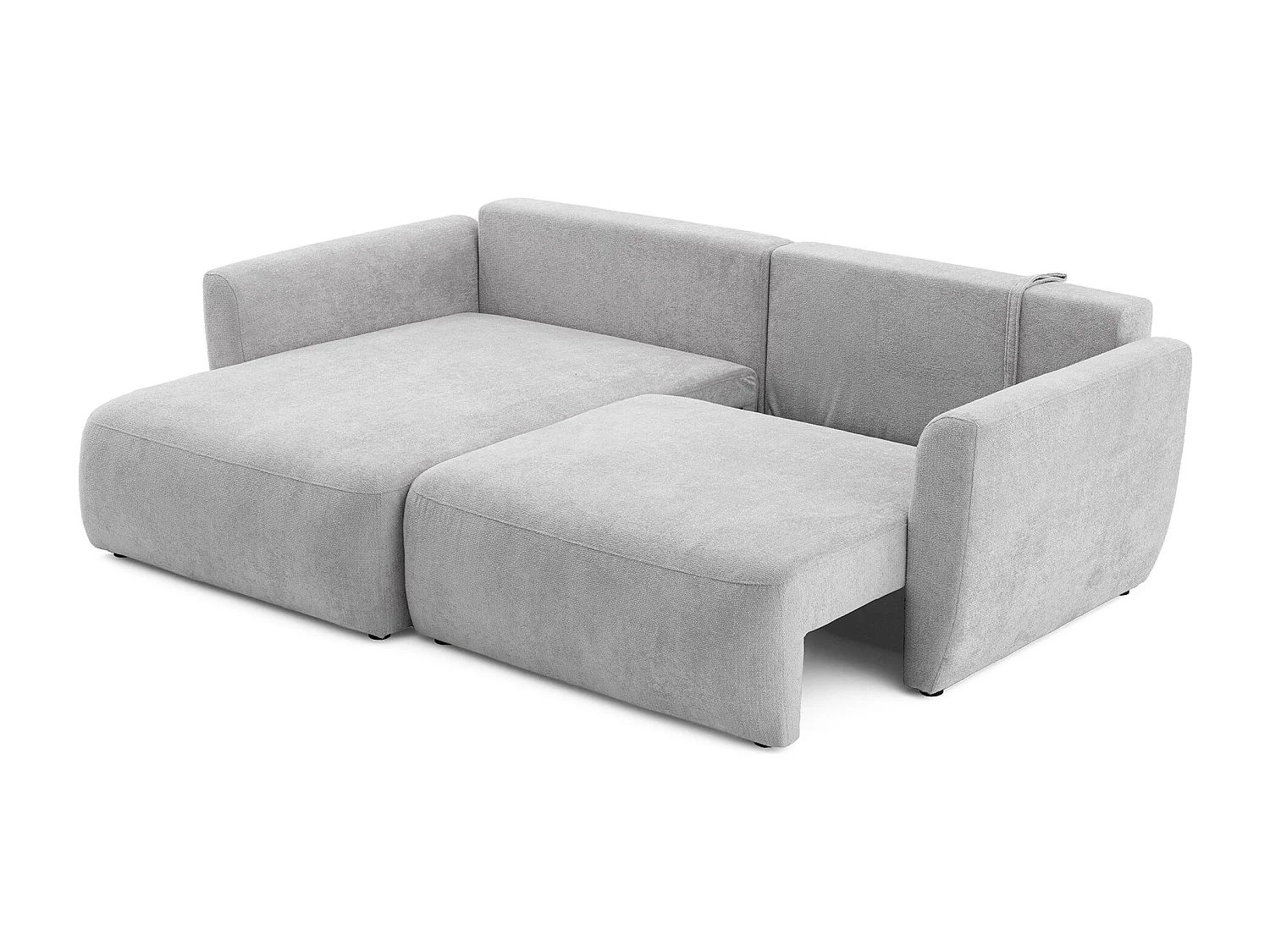 Canapé d'angle BELLA L Gauche avec fonction couchage 140x205 Velours Gris clair