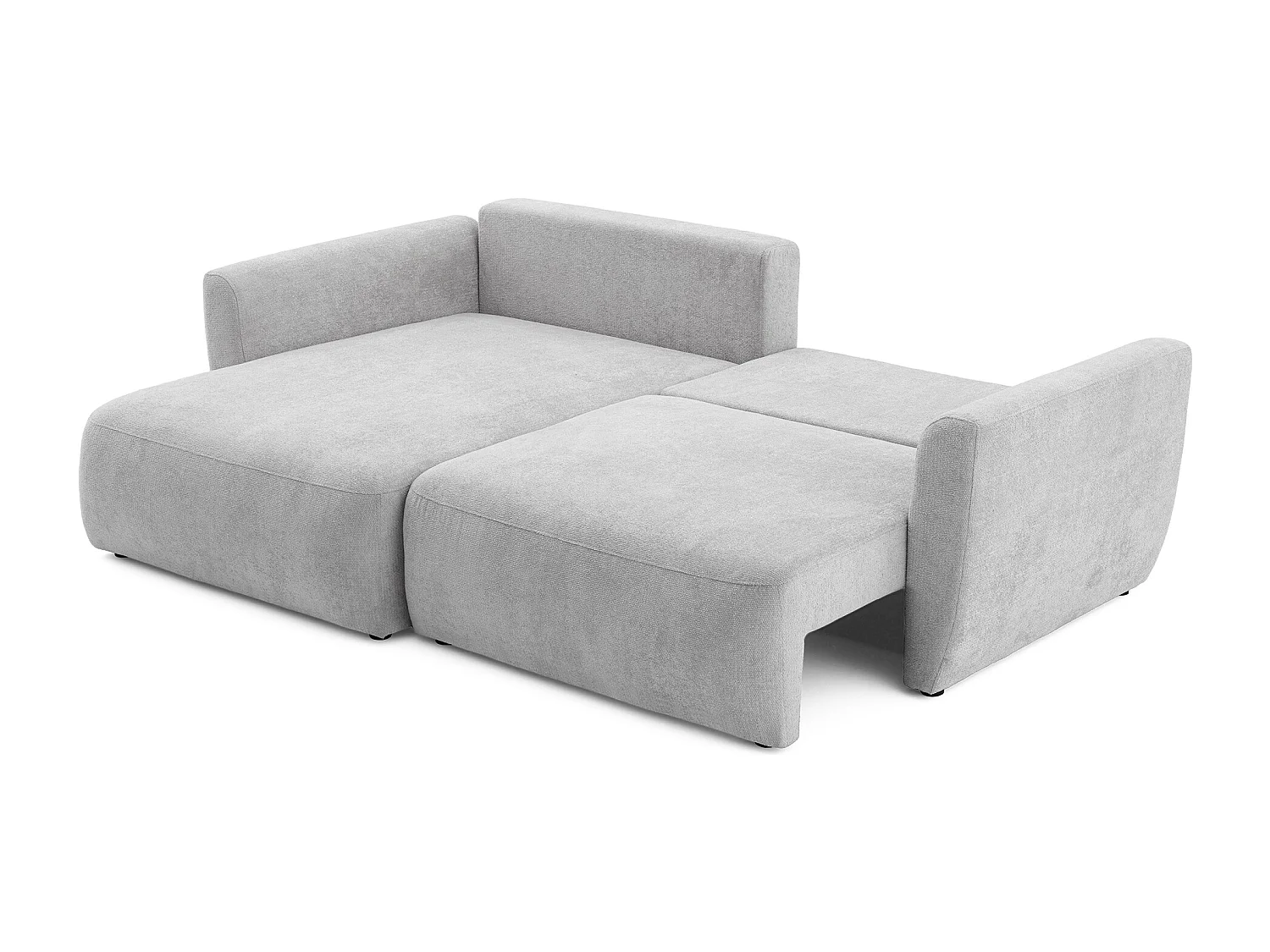 Canapé d'angle BELLA L Gauche avec fonction couchage 140x205 Velours Gris clair