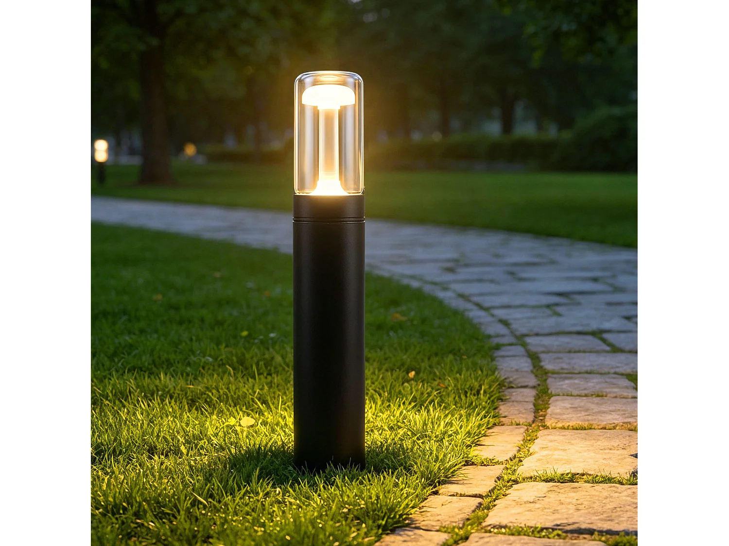 ZMH Borne extérieure LED Noir 10W H.40cm Blanc Chaud 3000K IP65 avec Piquet Pour Allée Jardin Portail
