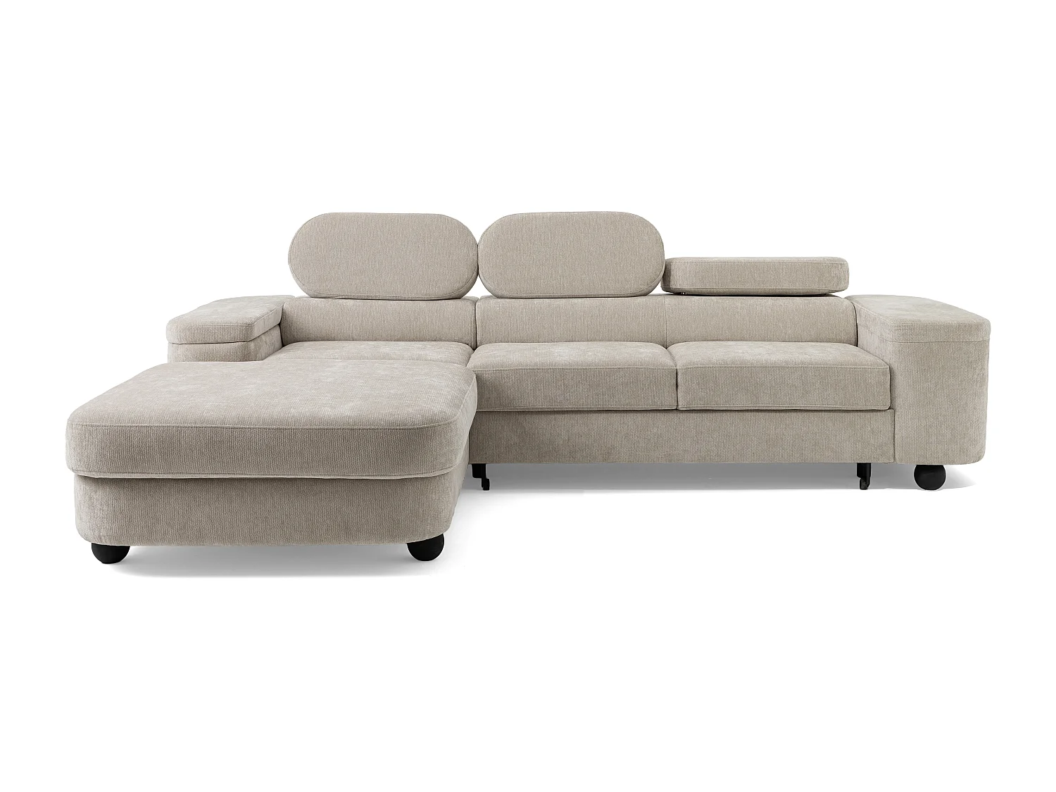 Canapé d'angle LOVE L Gauche avec fonction couchage 124x210 Chenille Beige