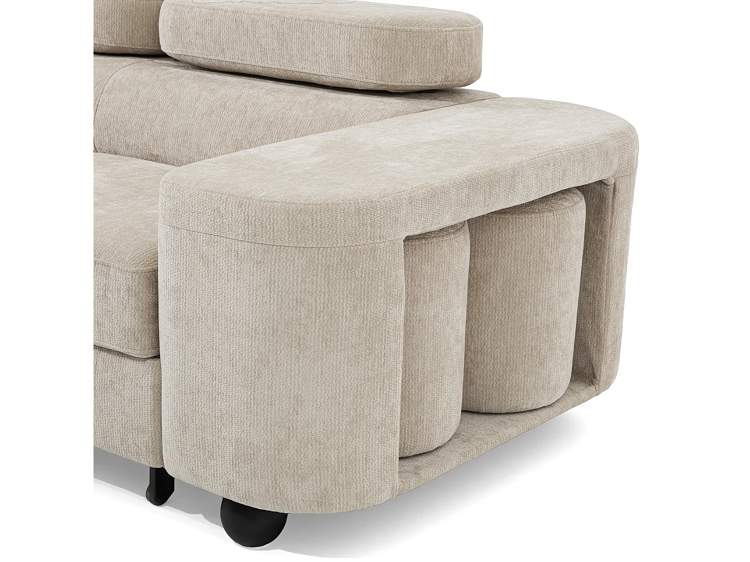Canapé d'angle LOVE L Gauche avec fonction couchage 124x210 Chenille Beige