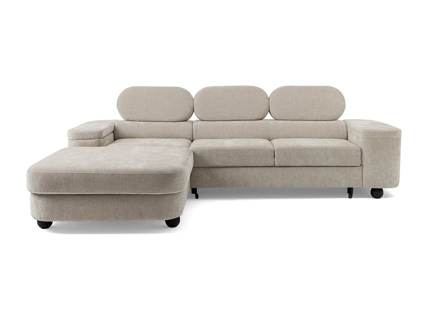 Canapé d'angle LOVE L Gauche avec fonction couchage 124x210 Chenille Beige