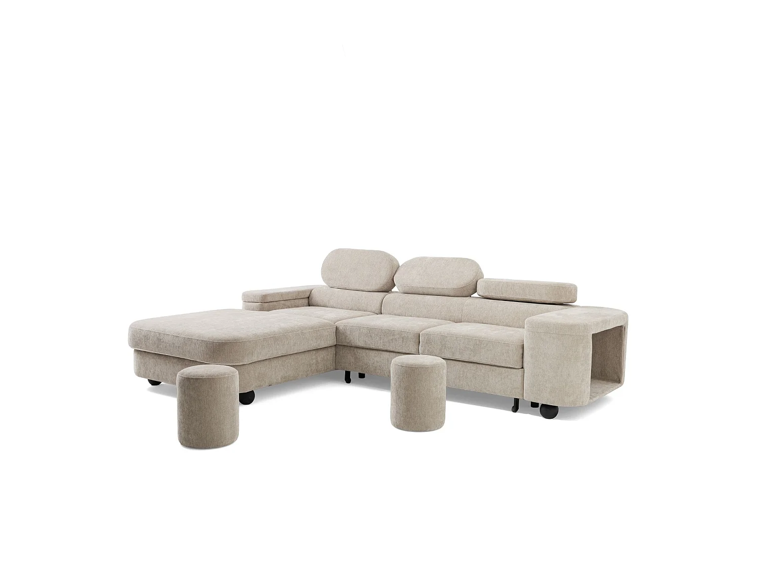 Ecksofa LOVE L links mit Schlaffunktion 124x210 Chenille beige