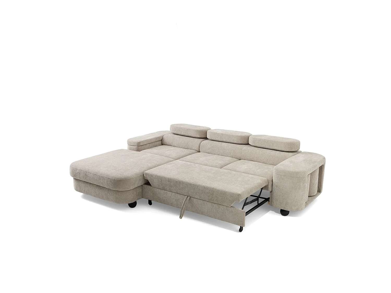 Ecksofa LOVE L links mit Schlaffunktion 124x210 Chenille beige