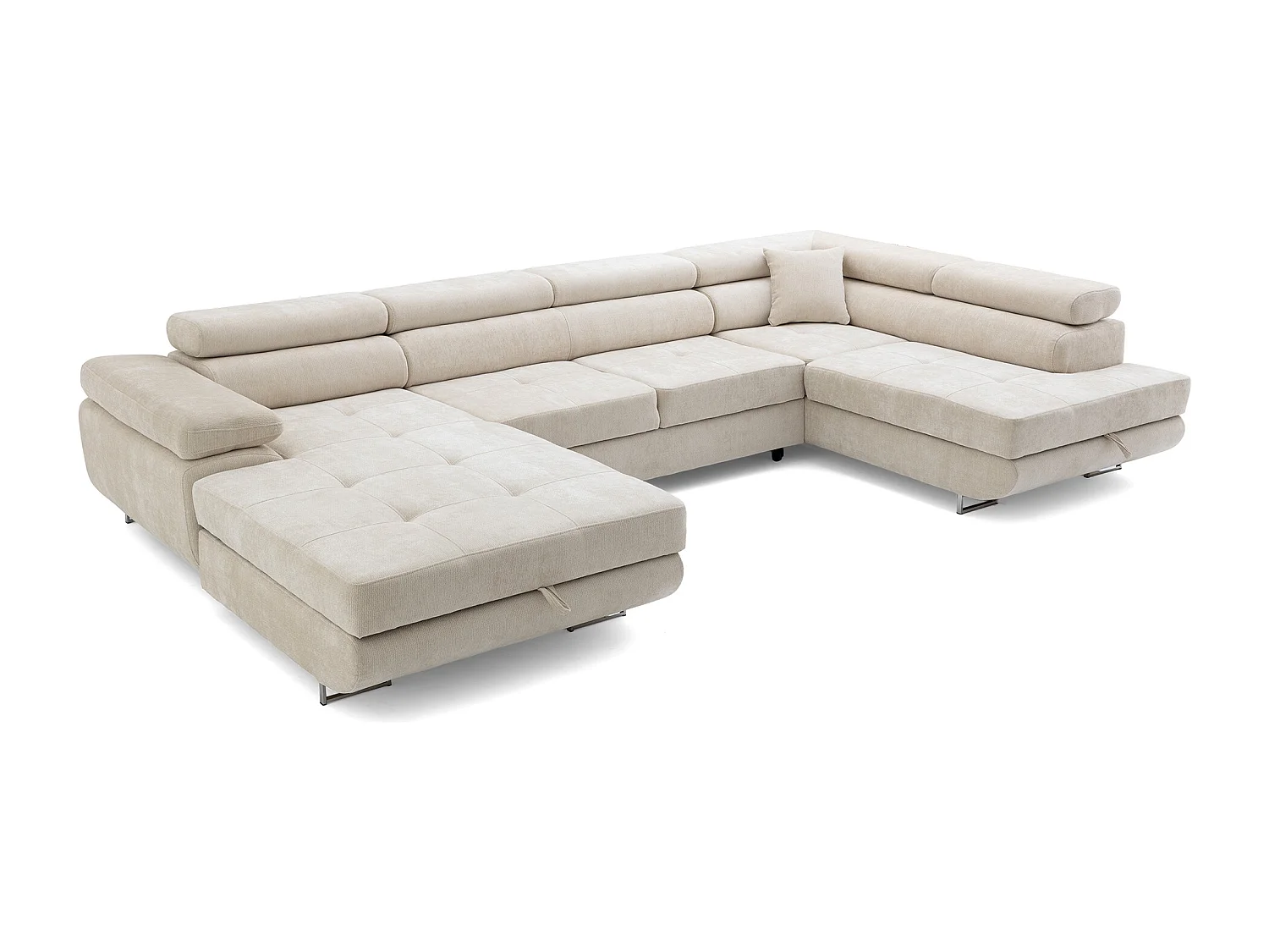 Canapé panoramique convertible avec coffre WILD U Droit avec fonction couchage  Chenille Beige